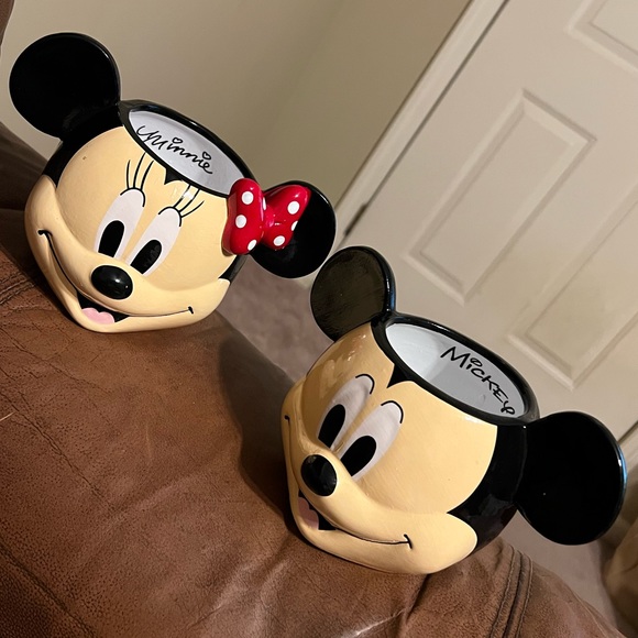 Disney Other - Disney Minnie & Mickey Mouse Planters Painted Pottery
